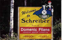 Sign welcoming you to Schreiber